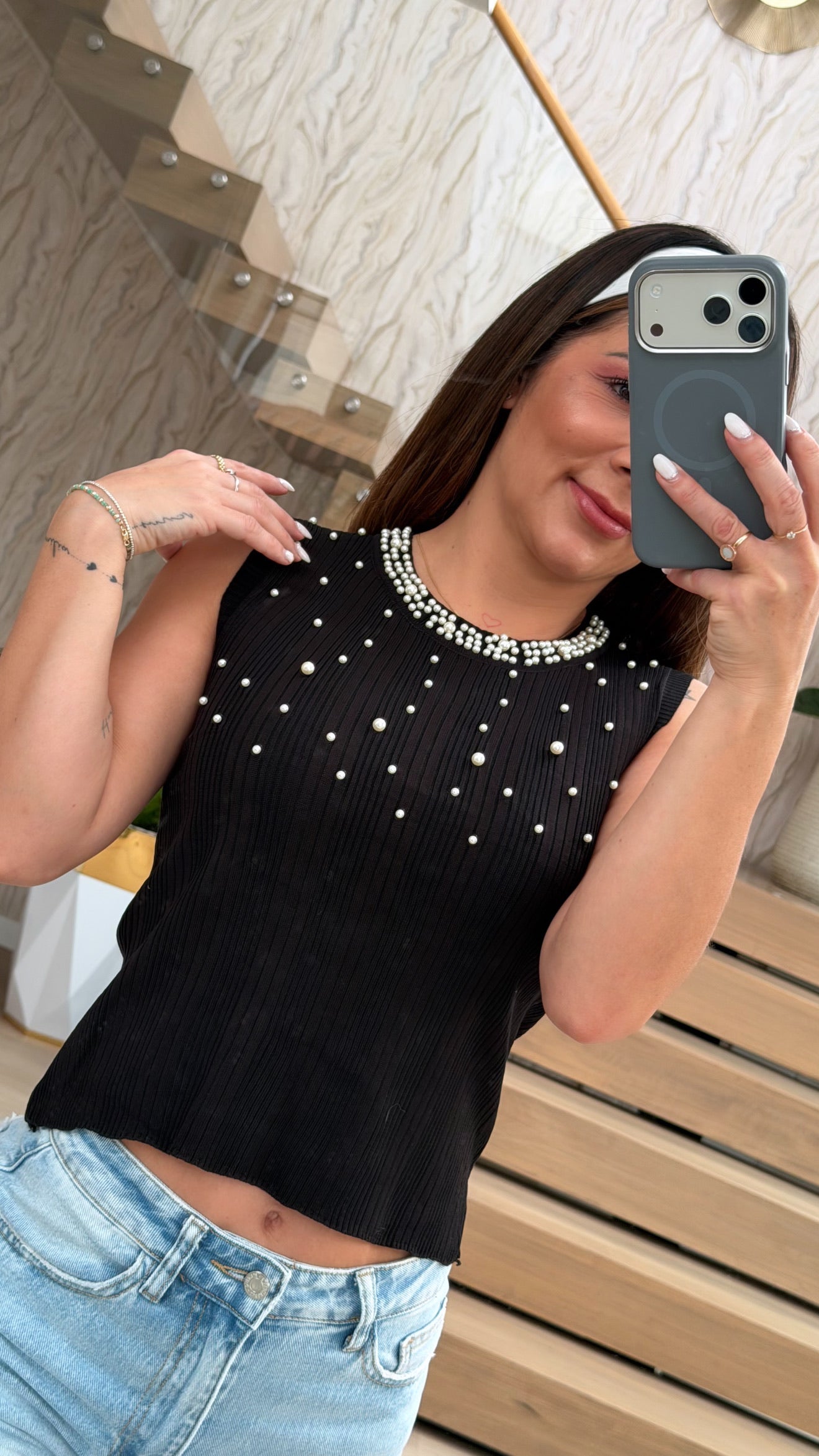 Blusa Tejida Pearl Elegance