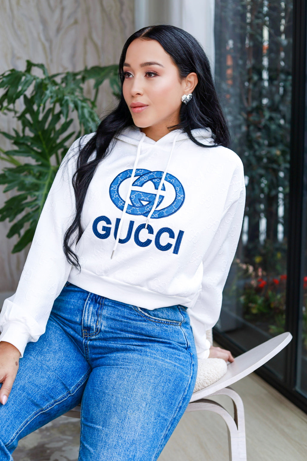 Buso con capota estampado, en tela de algodón oversize, talla única