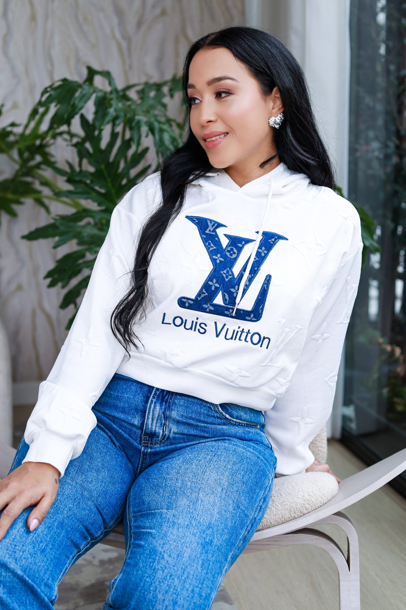 Buso con capota estampado, en tela de algodón oversize, talla única