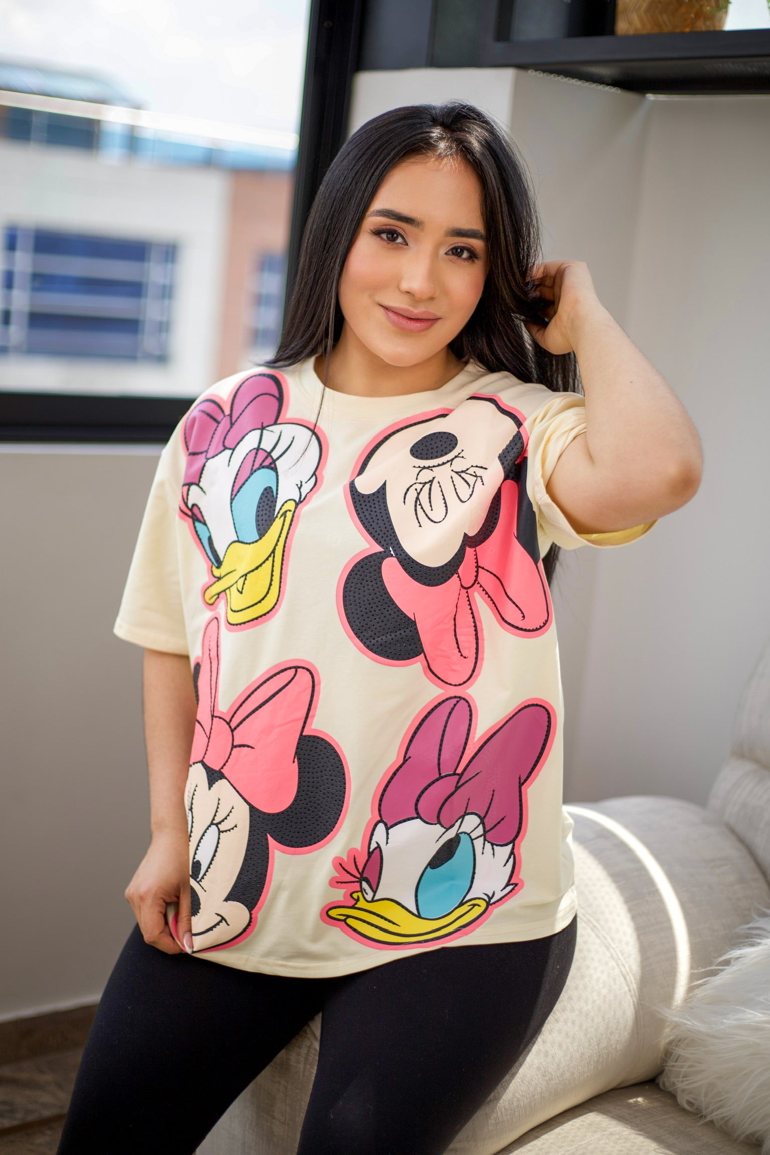 Camiseta oversize unicolor con estampado